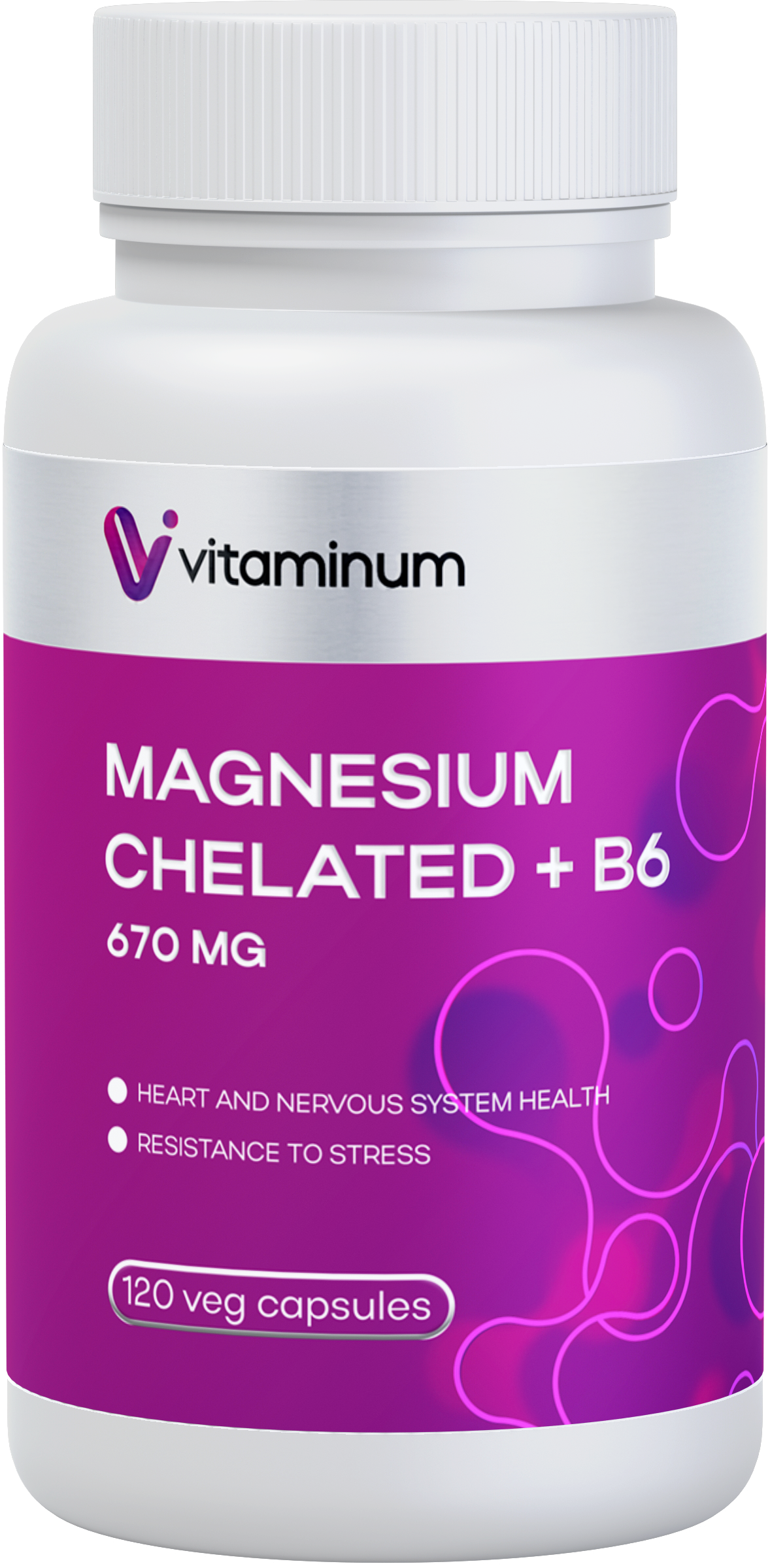  Vitaminum МАГНИЙ ХЕЛАТ + витамин В6 (670 MG) 120 капсул 800 мг  в Орске
